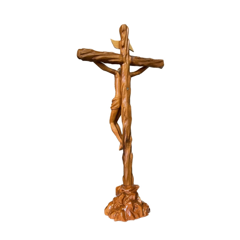 Wood Carved table cross - 62cm