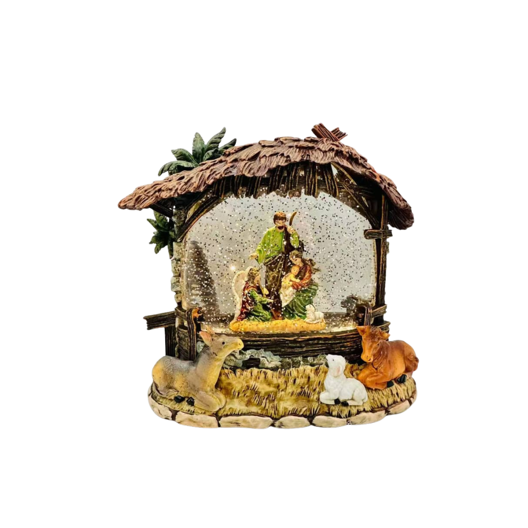 Christmas Nativity Scene Water Globe - Holy Family & Angel