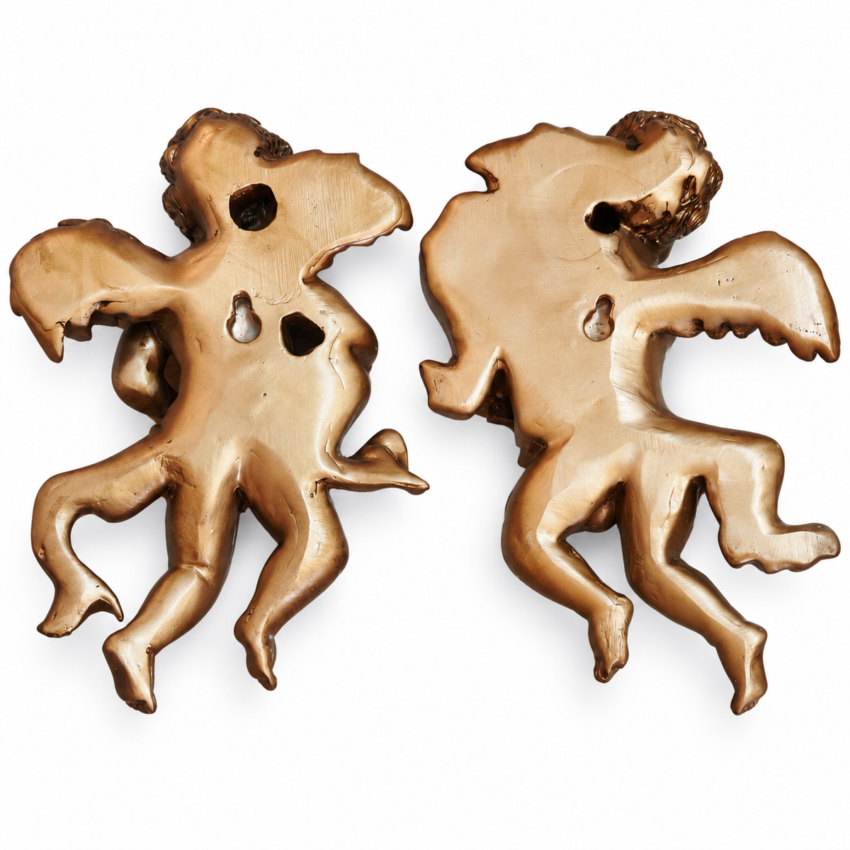 Bronze Angels (1 pair) - Floral/Instrument