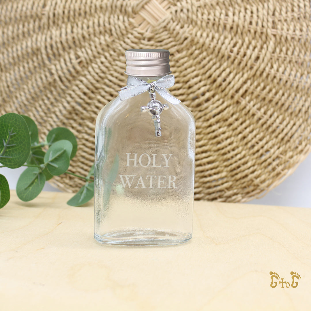 Glass Laser Engraved Holy water Bottle (Personalisation Optional)