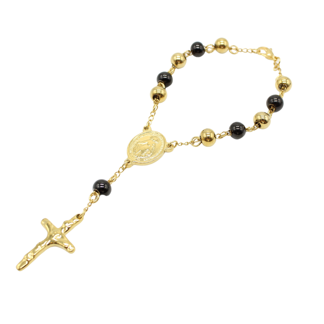Stainless Steel One Decade Rosary - Blue/Gold , Red/Gold, Black/Gold