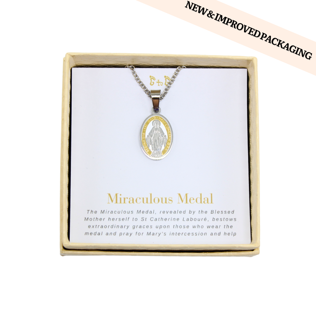 Stainless Steel Miraculous Medal/Chain set- 3cm (Gold plated)