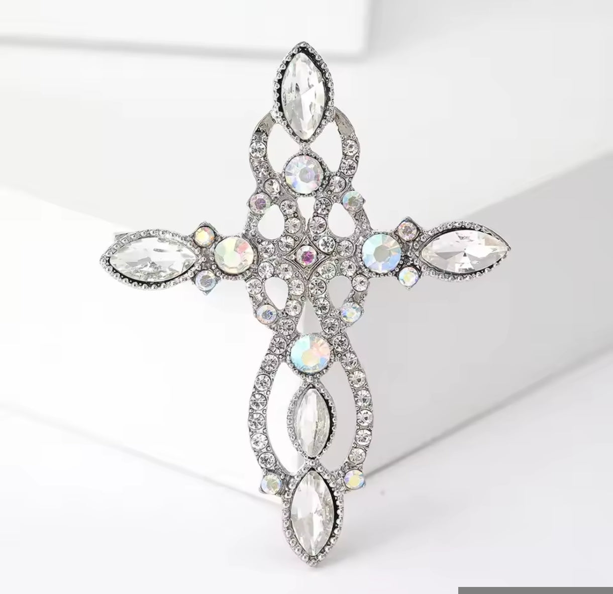 Zircon diamond Cross Brooch