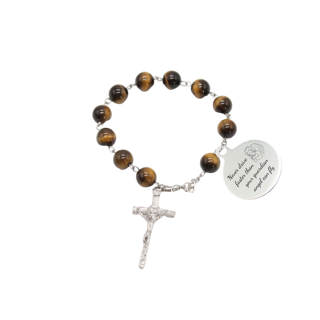 Car Rosary Tiger Eye 10mm Beads (Personalisation Available)