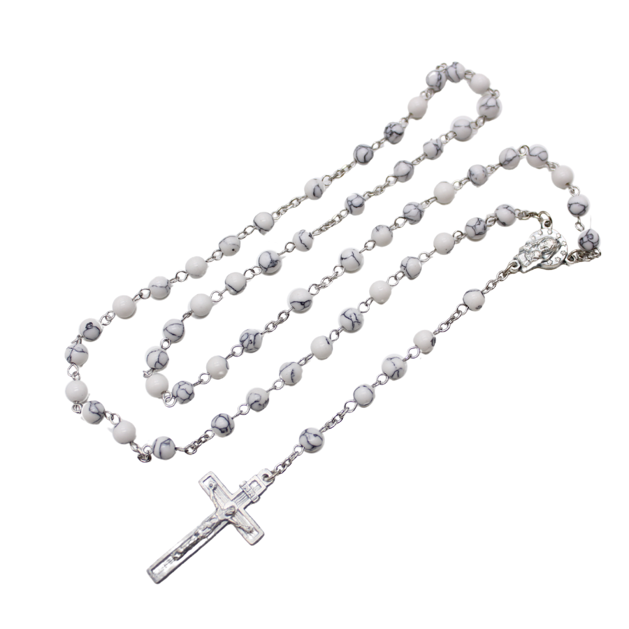 White Turquoise 6mm Stone Beads Rosary (Personalisation Available)