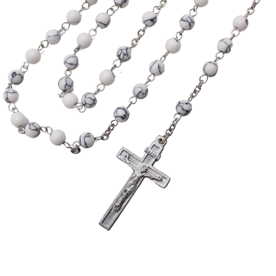 White Turquoise 6mm Stone Beads Rosary (Personalisation Available)