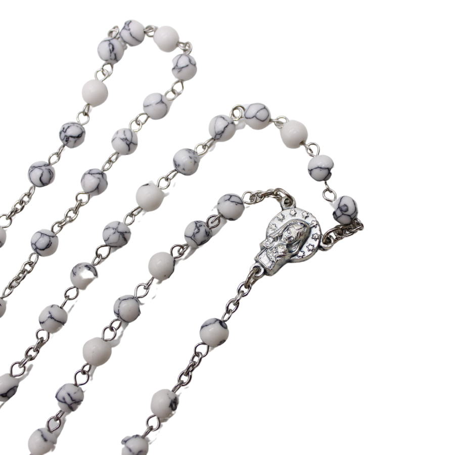 White Turquoise 6mm Stone Beads Rosary (Personalisation Available)