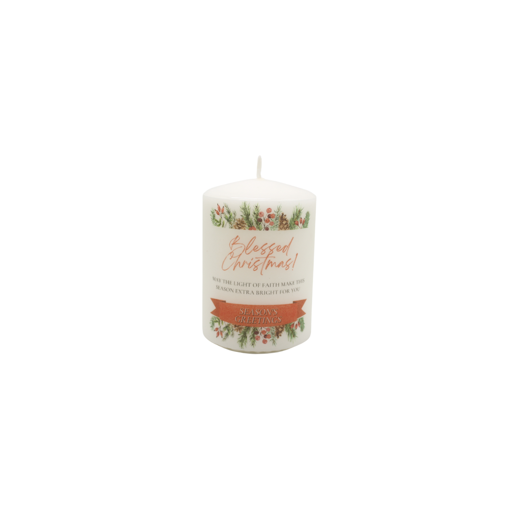 Personalised Pillar Candle for Christmas 7.5cm & 15cm