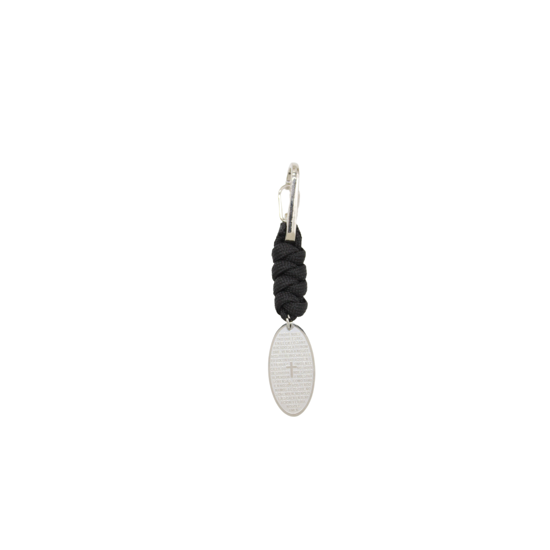 Stainless Steel Our Father Medal Keychain Bag Charm (Oval)