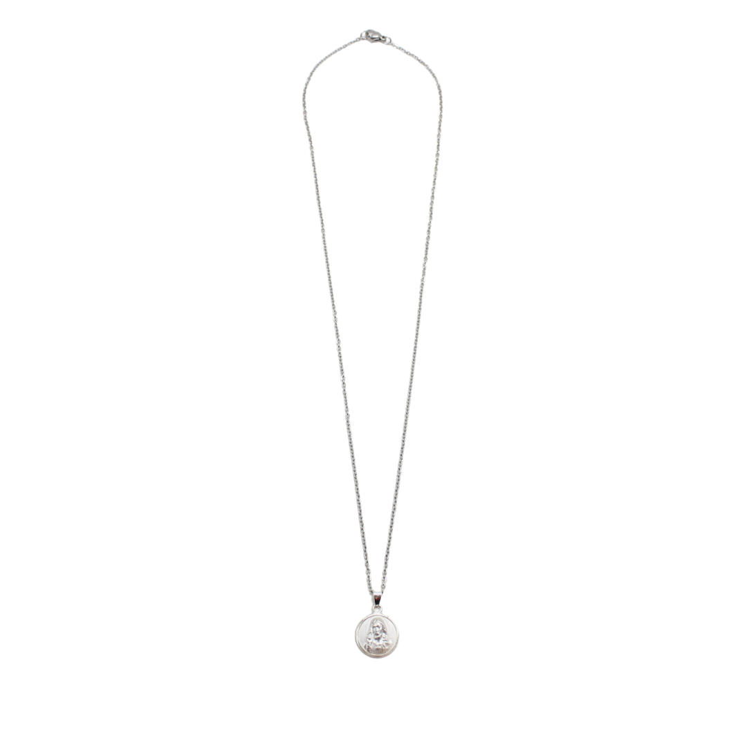 Silver Sacred Heart Medal/Chain Set