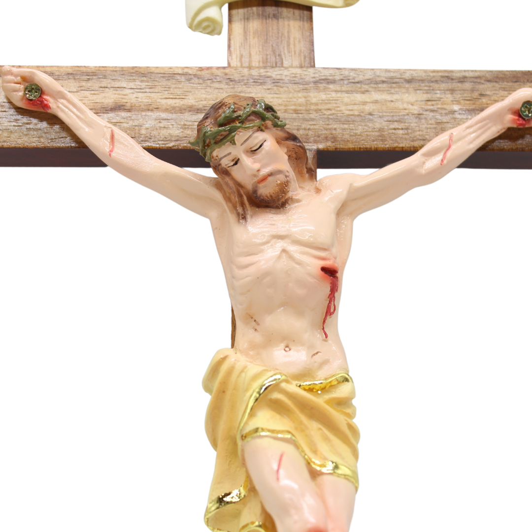 Wood Resin Wall Crucifix - 44cm