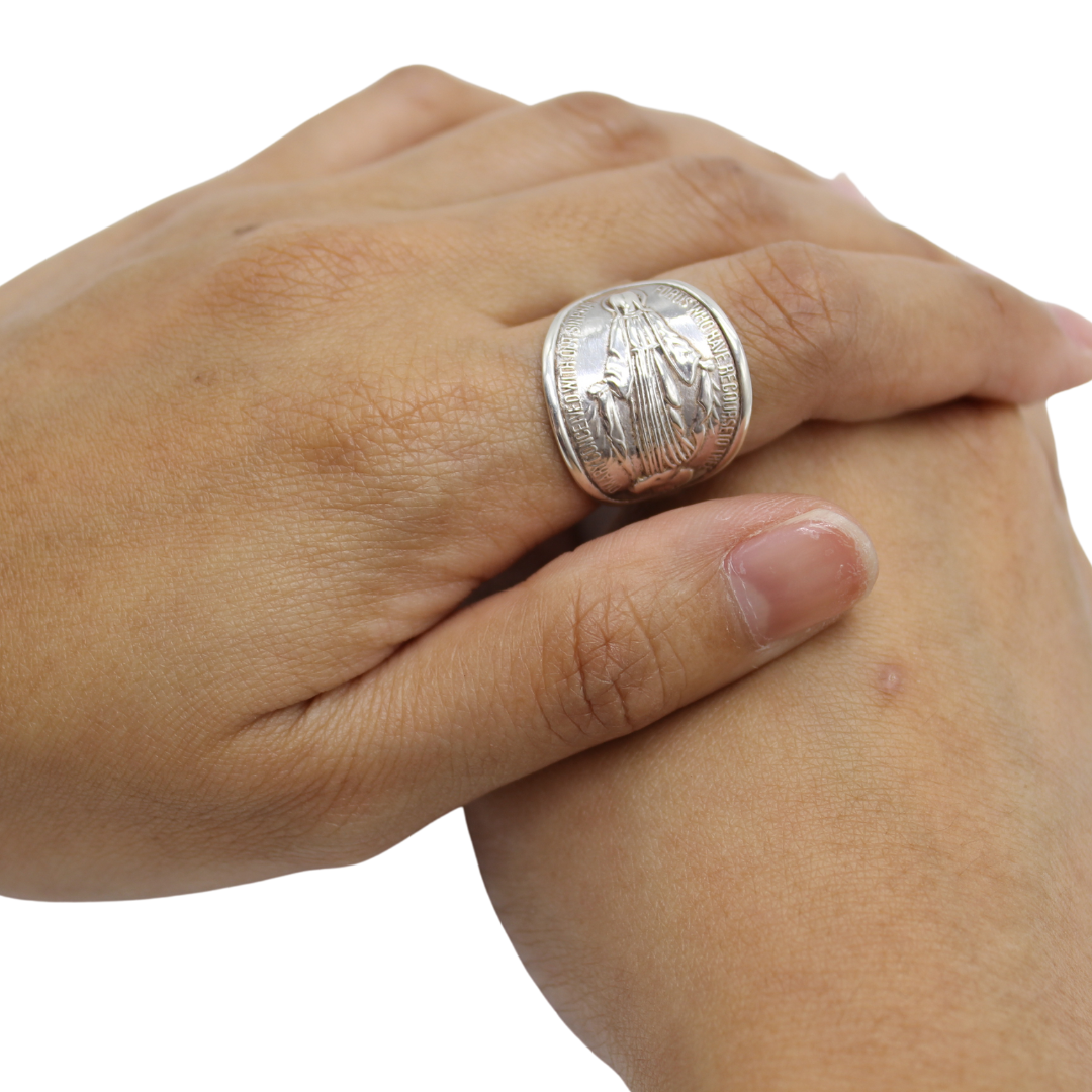 Silver Miraculous Medal Ring