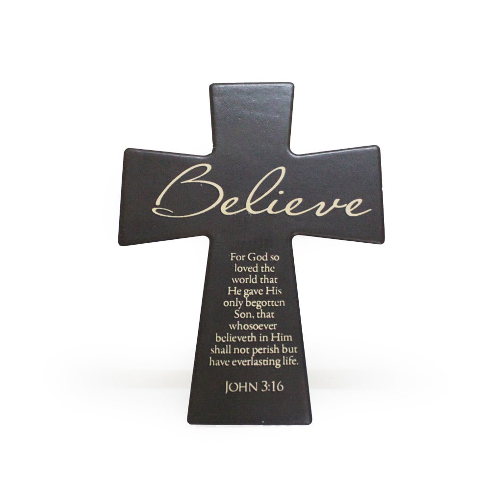 Ceramic Wall/Table Cross - Believe