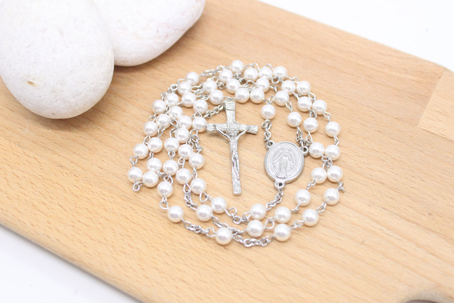 Swarovski 6mm Pearl Crystal Rosary - White/Peach/Blue/Pink (Personalisation Available)