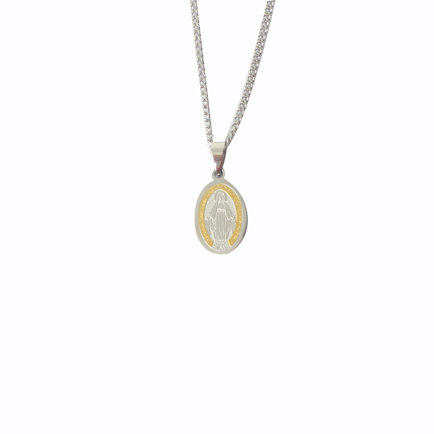 Stainless Steel Miraculous Medal/Chain set- 3cm (Gold plated)