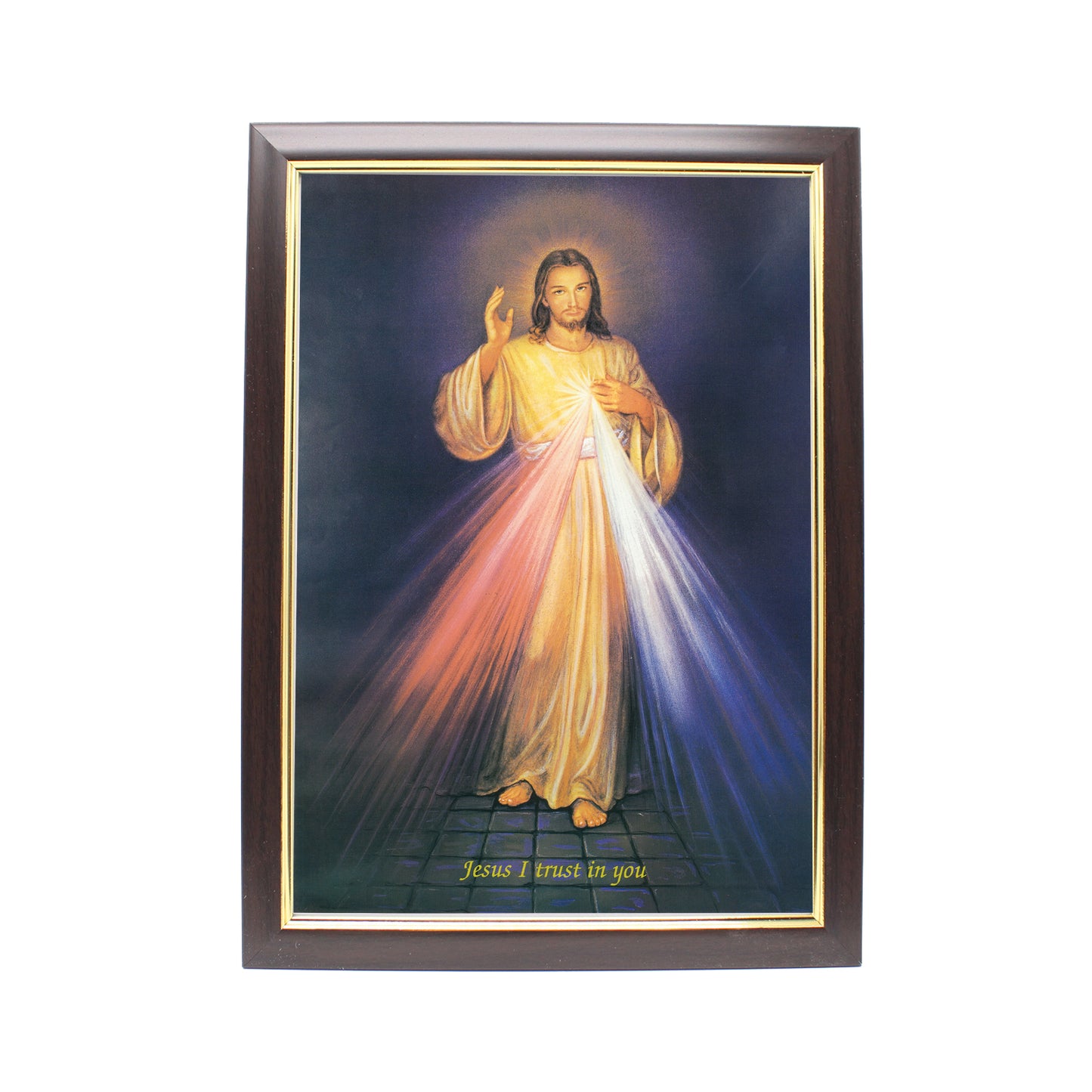 Wood Framed Picture - Divine Mercy A4