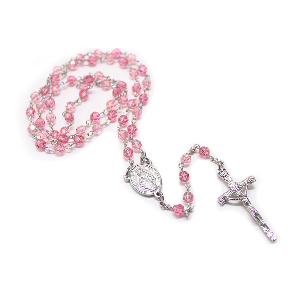 Swarovski Crystal Rosary - Pink (Personalisation Available)