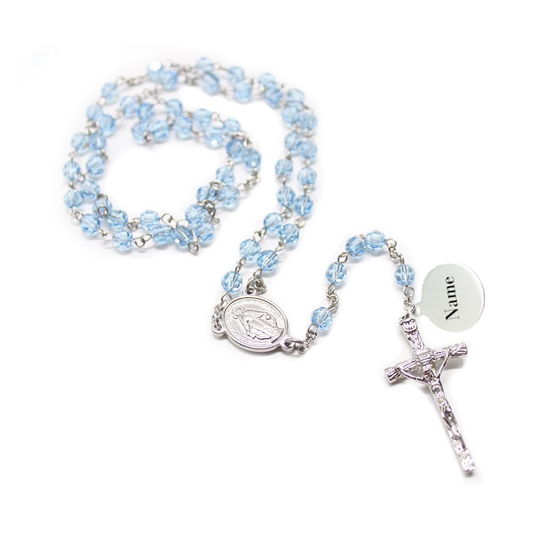 Swarovski Crystal Rosary - Blue (Personalisation Available)