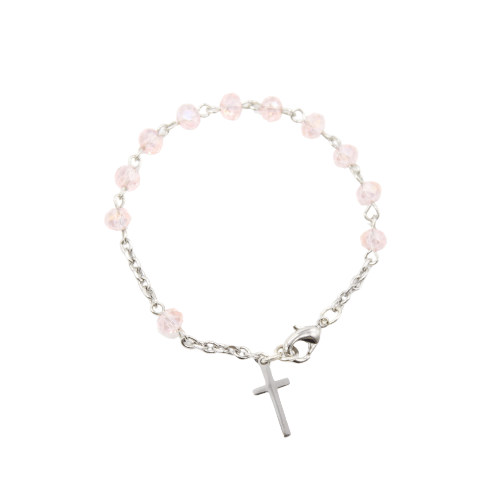 Korean Crystal Rosary Bracelet - White/Pink/Blue/Black/Red/Pink