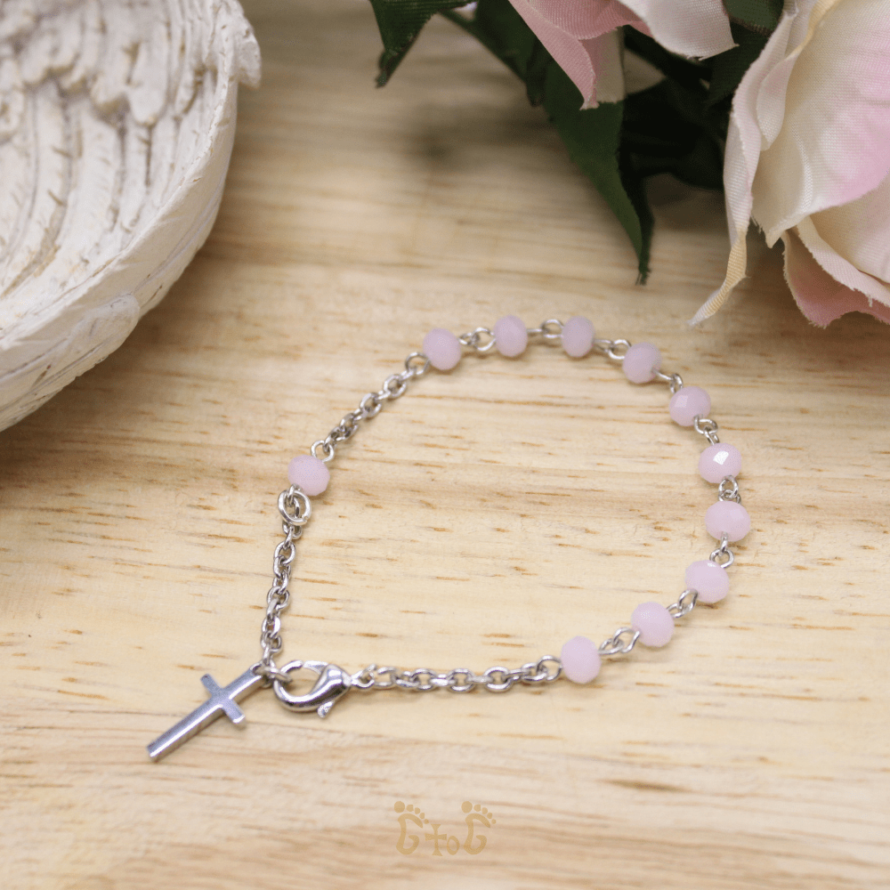 Korean Crystal Rosary Bracelet - White/Pink/Blue/Black/Red/Pink