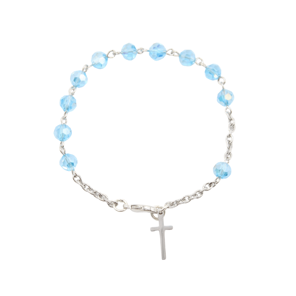 Korean Crystal Rosary Bracelet - White/Pink/Blue/Black/Red/Pink