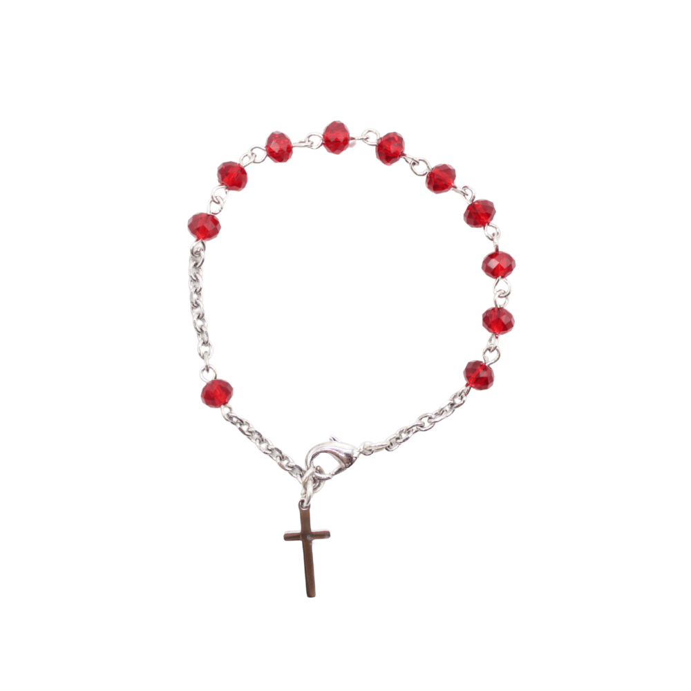 Korean Crystal Rosary Bracelet - White/Pink/Blue/Black/Red/Pink