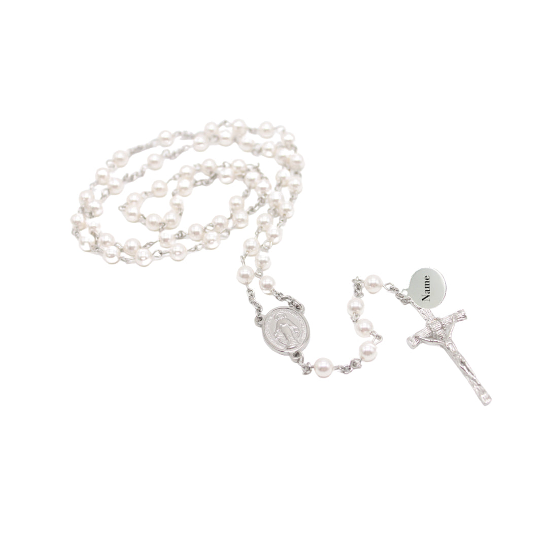 Swarovski 6mm Pearl Crystal Rosary - White/Peach/Blue/Pink (Personalisation Available)