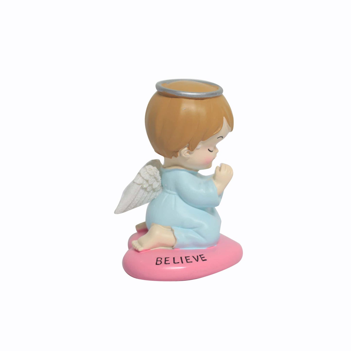 Polystone Praying Angel - Blue/Pink