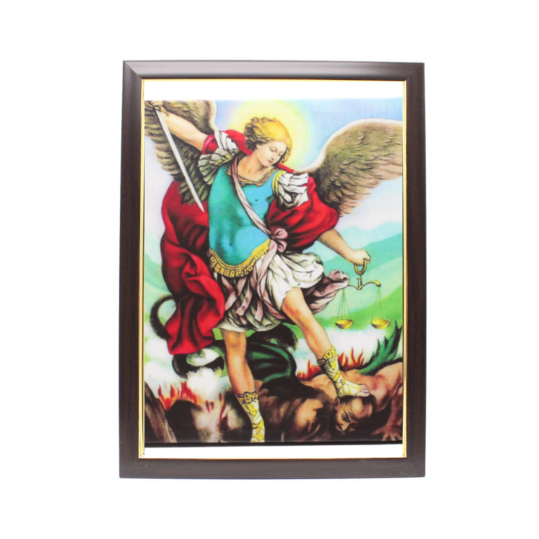 Wood Framed Picture - St Micheal A4