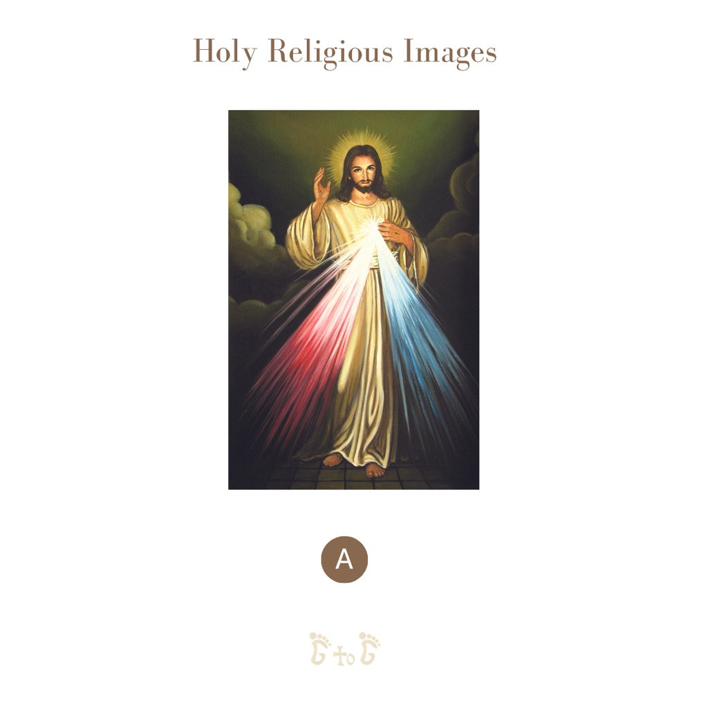 A4 Religious Images of Jesus, Mary, Divine Mercy