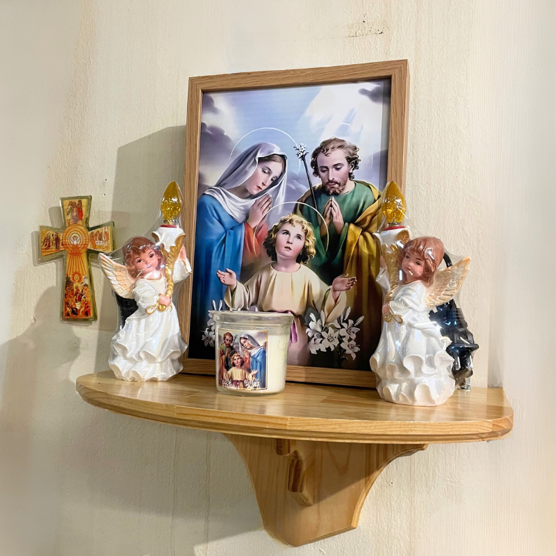 Wooden Hand carved Altar Shelf (40cm)