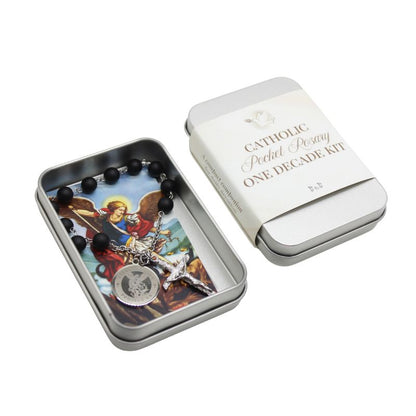 Pocket Rosary One Decade Kit - Divine Mercy/Holy Spirit/Guardian Angel/St Michael/St Christopher/St Joseph/Holy Family