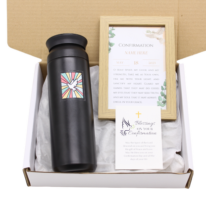 Confirmation Gift Set 3 - Prayer Frame/Thermal Holy Spirit Decal Bottle (With Name & Date Personalisation)