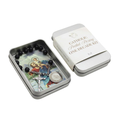 Pocket Rosary One Decade Kit - Divine Mercy/Holy Spirit/Guardian Angel/St Michael/St Christopher/St Joseph/Holy Family