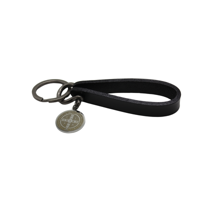 Pocket Medal Prayer Kit - Leather U Shackle Keychain with St Benedict Medal - Black/Brown/Tan