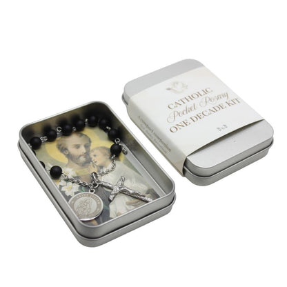 Pocket Rosary One Decade Kit - Divine Mercy/Holy Spirit/Guardian Angel/St Michael/St Christopher/St Joseph/Holy Family