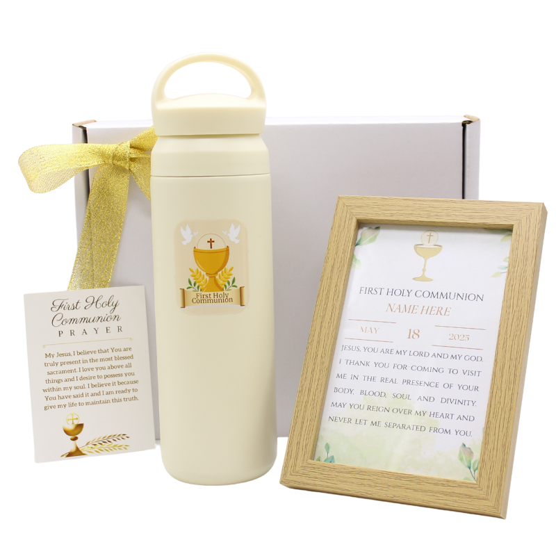 Holy Communion Gift Set 6 - Prayer Frame/Thermal Bottle (With Name & Date Personalisation)