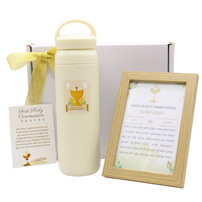 Holy Communion Gift Set 6 - Prayer Frame/Thermal Bottle (With Name & Date Personalisation)
