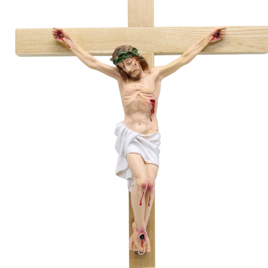 Wood Resin Wall Crucifix - 44cm