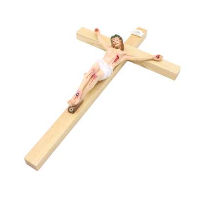 Wood Resin Wall Crucifix - 44cm