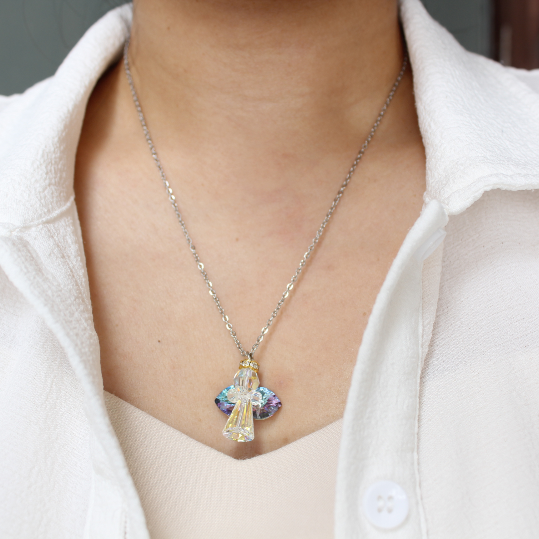Crystal Swarovski Angel pendant/chain - 3cm/3.5cm