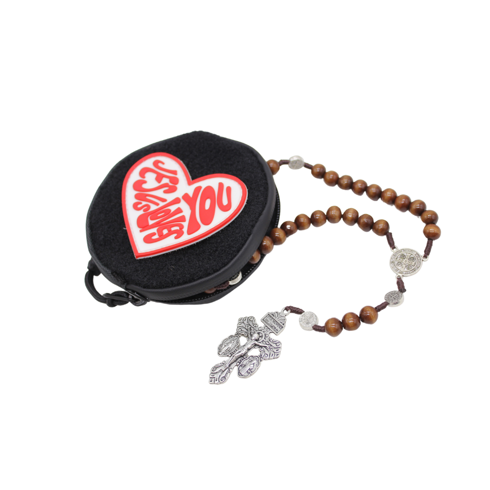 Rosary /Coin Pouch with Jesus Loves You Velcro patch