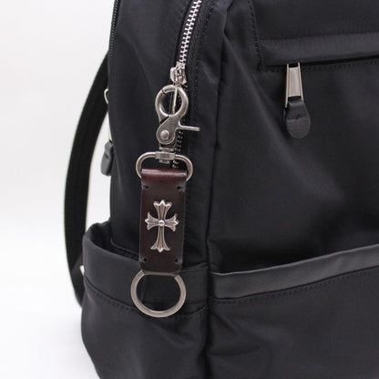 Leather Snaphook Keychain with Cross
