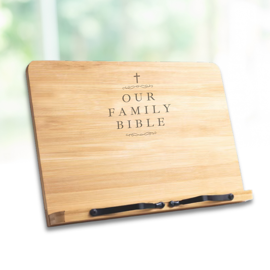 Wood Bible Stand with Engravings