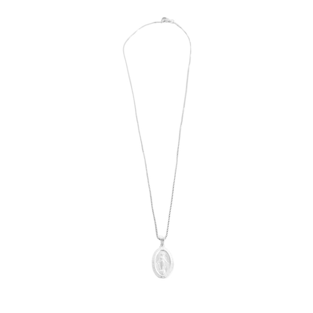 Silver Miraculous Medal/Chain Set - 925 Silver