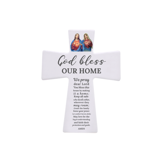 Ceramic Cross - God Bless Our Home