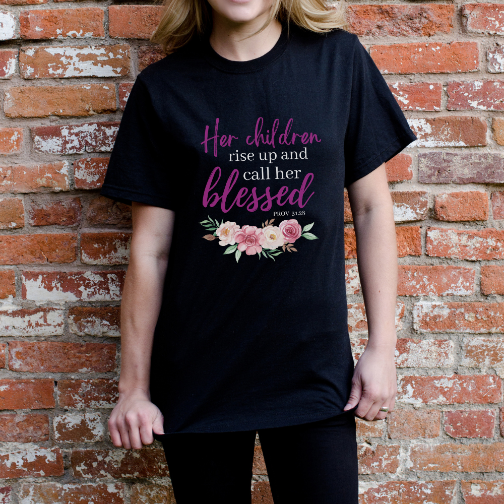 Her Children Rise Up & called her blessed T-shirt - White/Black/Sand/Maroon