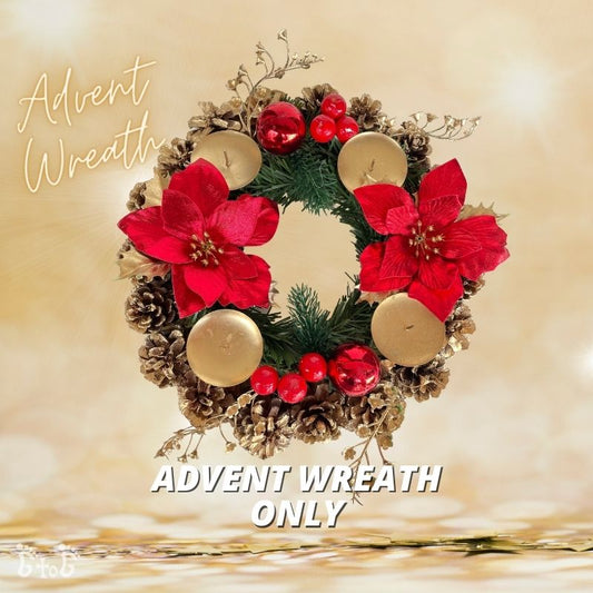 Christmas Advent Wreath 11" (Red Poinsettias) - Wreath Only