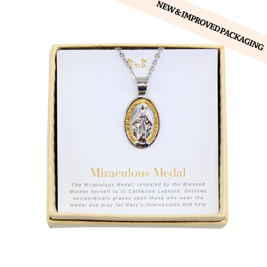 Stainless Steel Miraculous Medal/Chain set (1.8cm/2cm/2.5cm)