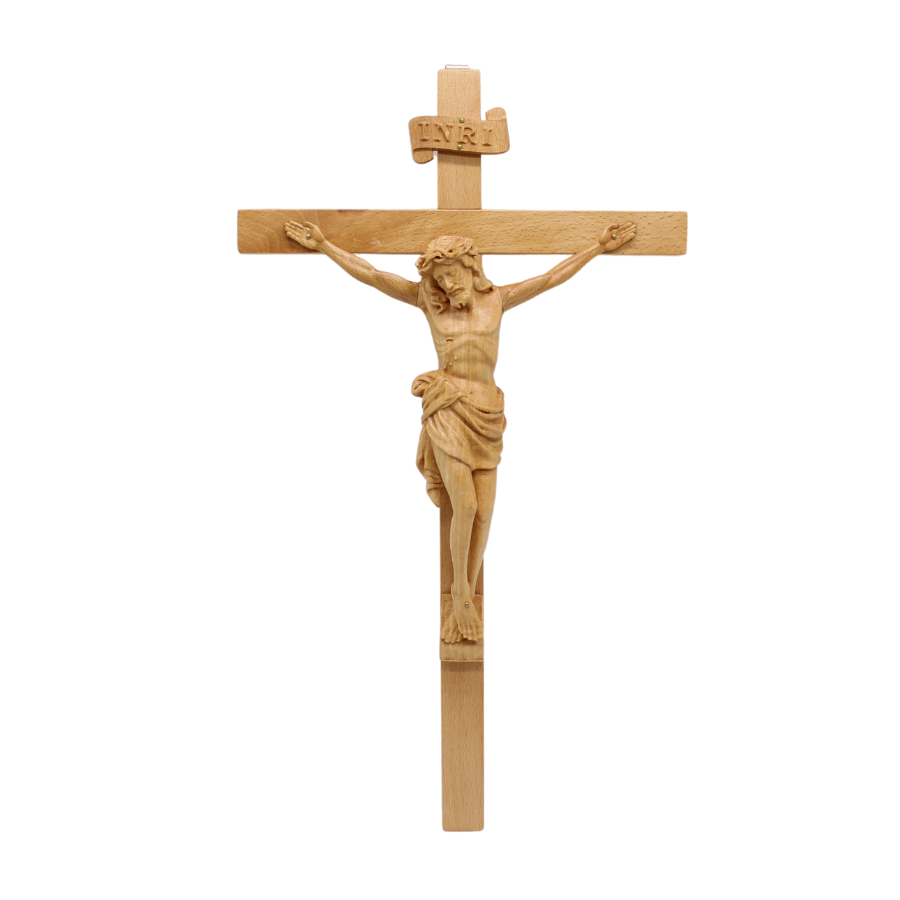 Wood Carved wall cross - 45cm